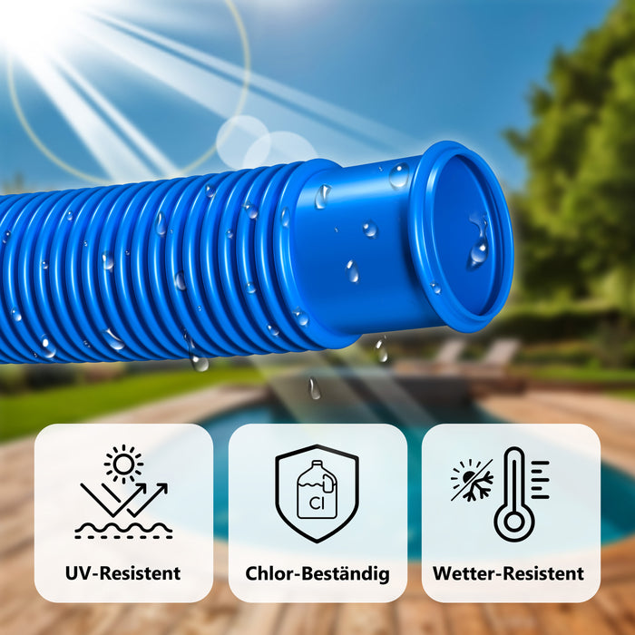 Poolschlauch | Schwimmbadschlauch - Blau - mit integrierten Muffen (1,5 m) - Rollenware