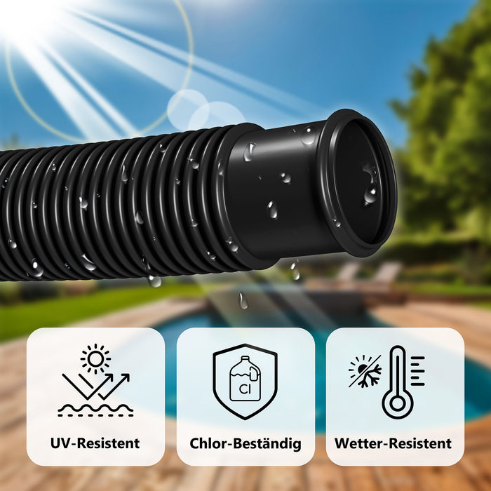 Poolschlauch | Schwimmbadschlauch - Schwarz - mit integrierten Muffen (1,5 m) - Rollenware