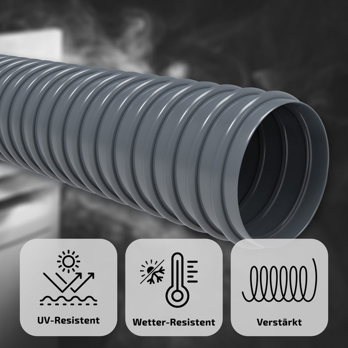 Absaugschlauch | Saugschlauch grau - mit integrierter Kunststoffspirale - Rollenware