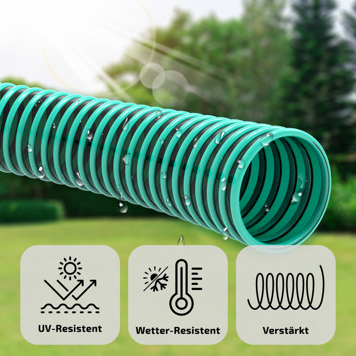 Saugschlauch grün - mit integrierter Kunststoffspirale - Rollenware