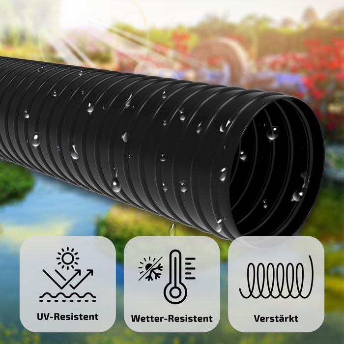 Teichschlauch | Saugschlauch schwarz - mit integrierter Kunststoffspirale - Meterware