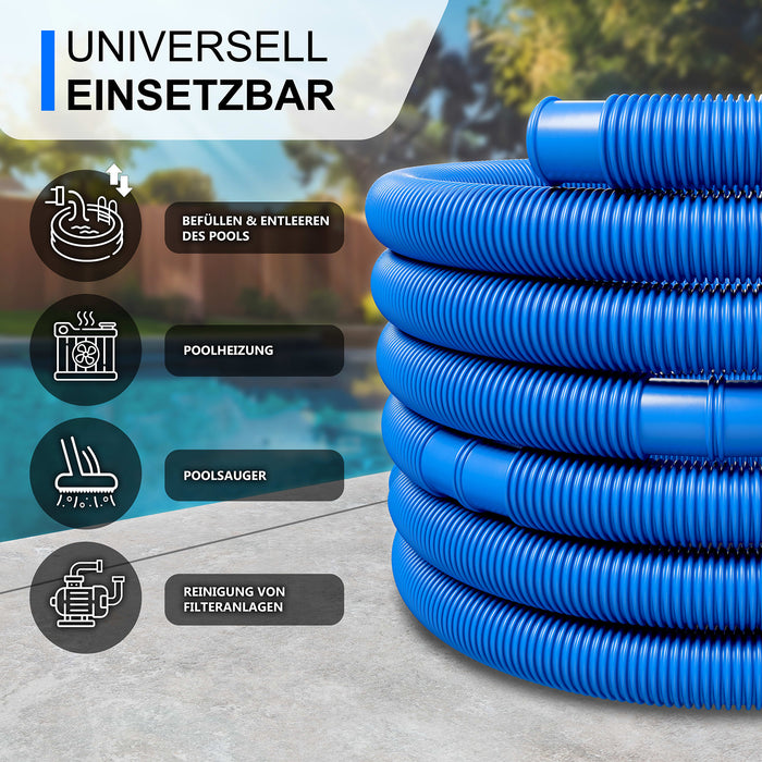 Poolschlauch | Schwimmbadschlauch - Blau - mit integrierten Muffen (1,5 m) - Rollenware