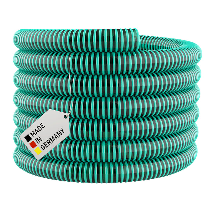 Saugschlauch grün - mit integrierter Kunststoffspirale - Meterware