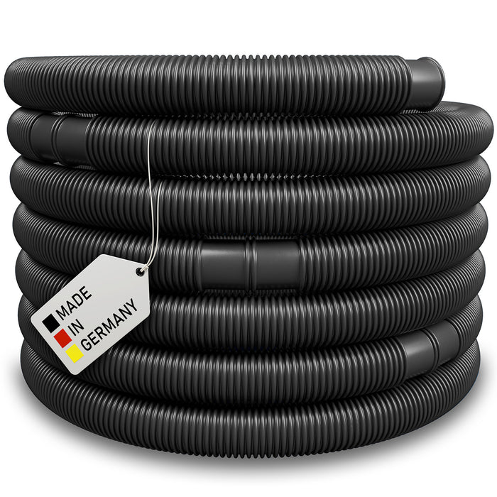 Poolschlauch | Schwimmbadschlauch - Schwarz - mit integrierten Muffen (1,5 m) - Rollenware
