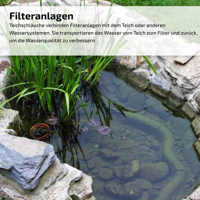 Teichschlauch | Saugschlauch schwarz - mit integrierter Kunststoffspirale - Rollenware