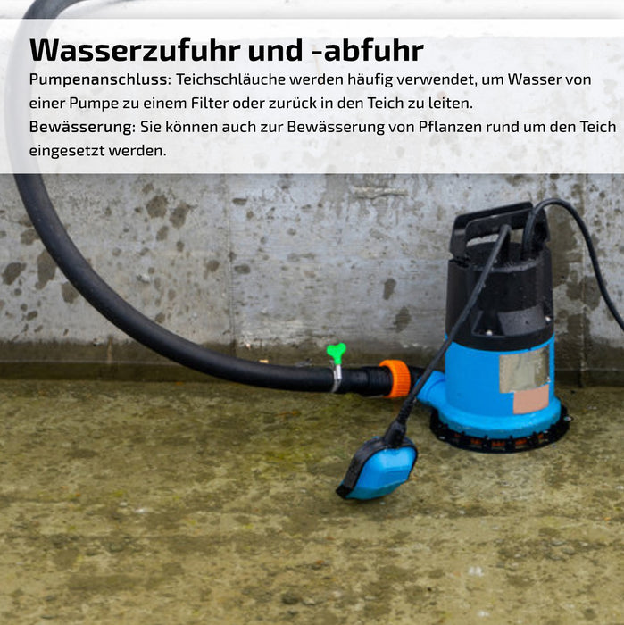 Teichschlauch | Saugschlauch schwarz - mit integrierter Kunststoffspirale - Rollenware