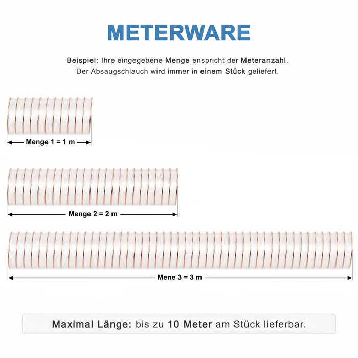 AWM Absaugschlauch 0,4 mm - mit integrierter Federstahlspirale - Meterware
