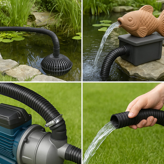 Teichschlauch | Saugschlauch schwarz - mit integrierter Kunststoffspirale - Rollenware