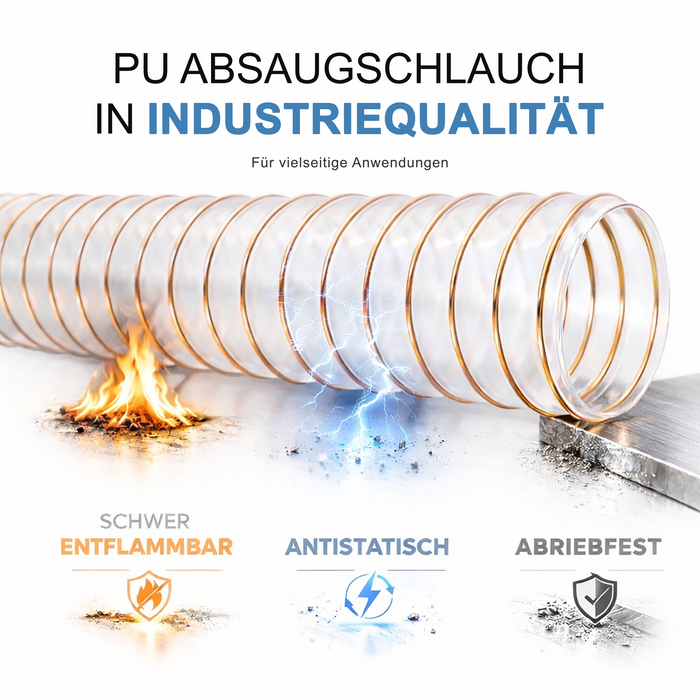 AWM Absaugschlauch 0,4 mm - mit integrierter Federstahlspirale - Meterware