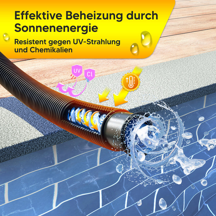 Poolschlauch | Schwimmbadschlauch - Schwarz - mit integrierten Muffen (1,5 m) - Rollenware