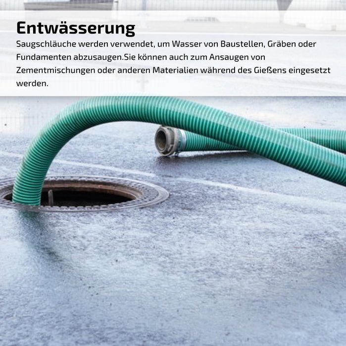 Saugschlauch grün - mit integrierter Kunststoffspirale - Meterware