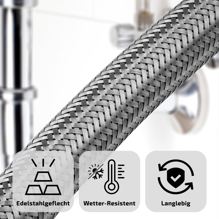 Flexschlauch | Panzerschlauch | DN8 - 3/8" ÜM x 1/2" ÜM