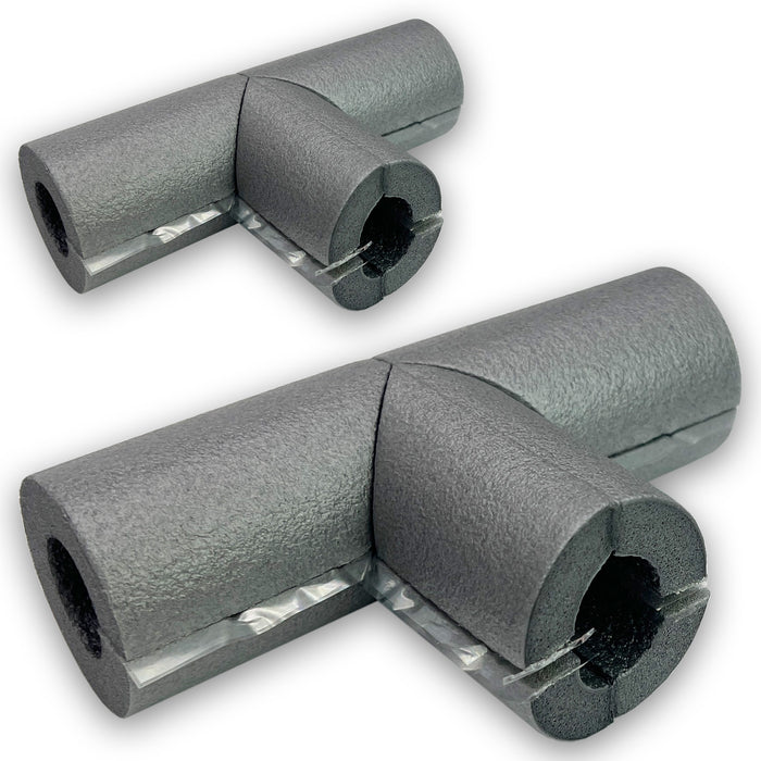 Rohrisolierung | Bogen (90°) | T-Stück - selbstklebend Grau Dämmung Isolierung Heizung | 2er Set