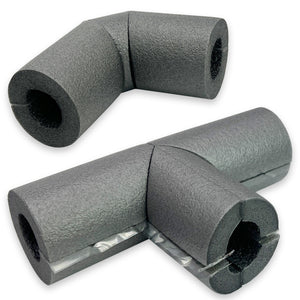 Rohrisolierung | Bogen (90°) | T-Stück - selbstklebend Grau Dämmung Isolierung Heizung | 2er Set