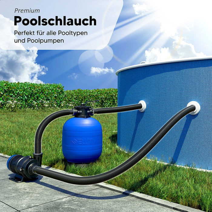 Poolschlauch | Schwimmbadschlauch - Schwarz - mit integrierten Muffen (1,5 m) - Rollenware