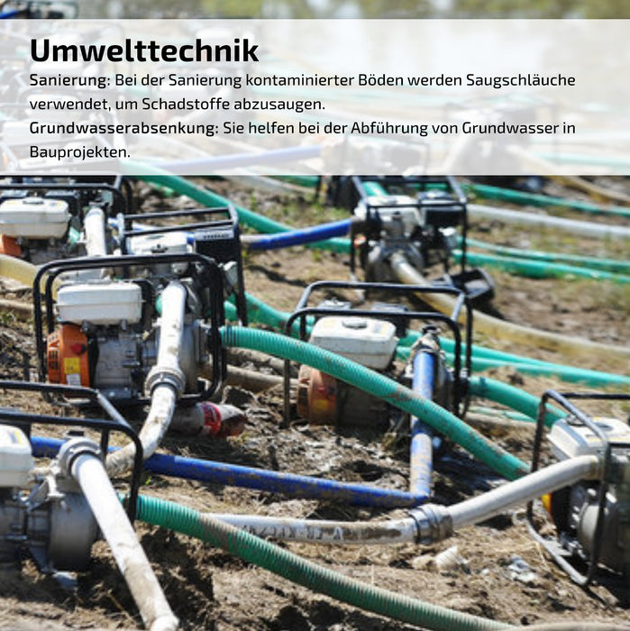 Saugschlauch grün - mit integrierter Kunststoffspirale - Rollenware