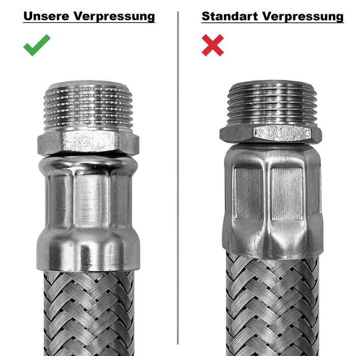 Flexschlauch | Panzerschlauch | DN8 - 3/8" ÜM x 1/2" ÜM