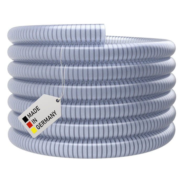 Saugschlauch (Lebensmittelkonform) transparent - mit integrierter Stahlspirale - Meterware