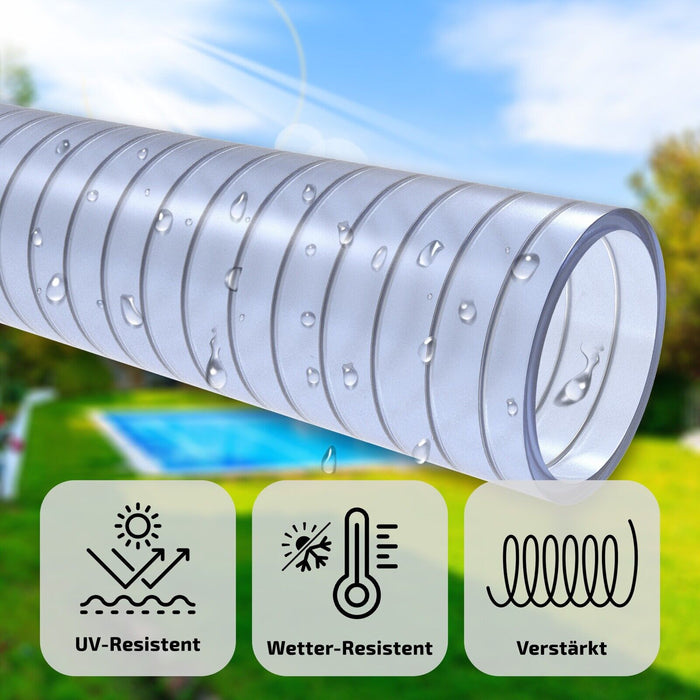 Saugschlauch (Lebensmittelkonform) transparent - mit integrierter Stahlspirale - Meterware