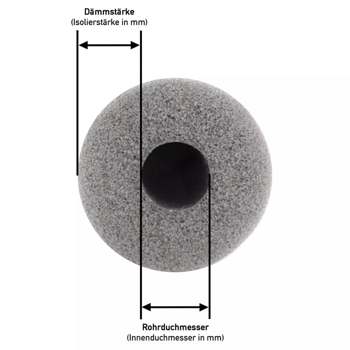 Rohrisolierung grau 1 m Basic Isolierschlauch Heizung Sanitär PE Isolierung