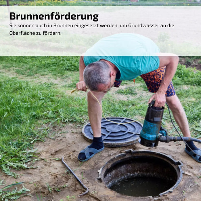 Tauchpumpe 550 Watt 6000l/h Flachsaugend Flachsaugpumpe Gartenpumpe AM-IPC-550