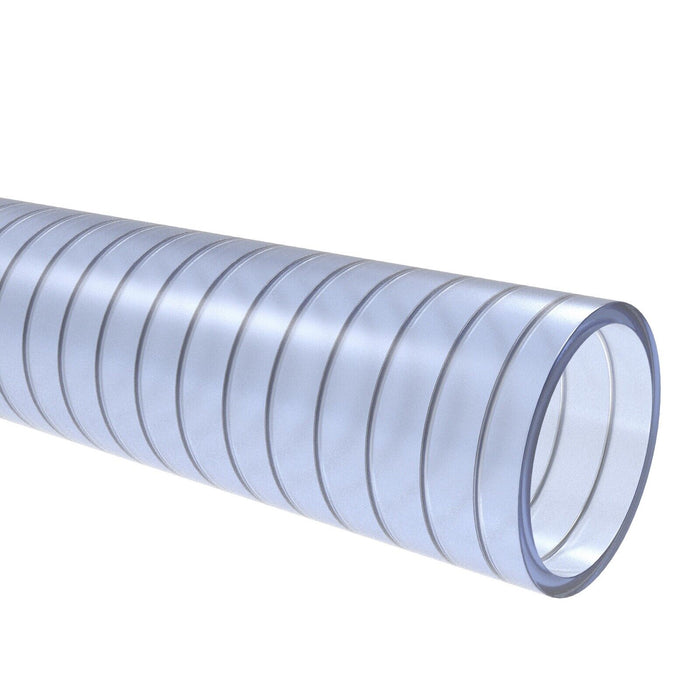 Saugschlauch (Lebensmittelkonform) transparent - mit integrierter Stahlspirale - Meterware